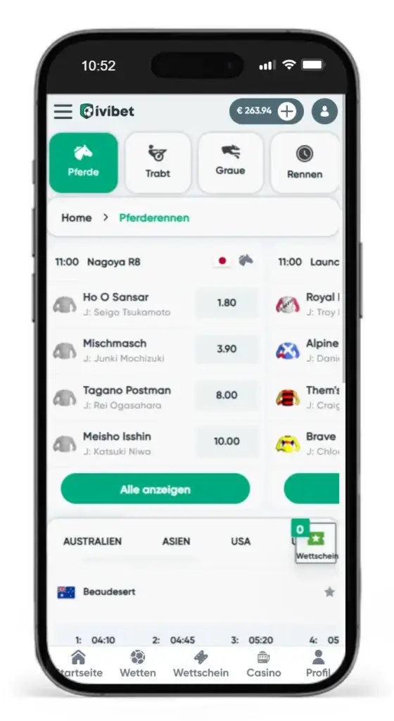 Wetten auf Pferderennen bei Ivibet