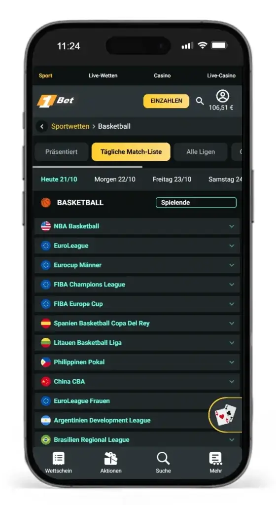 Basketball Wetten bei 1Bet