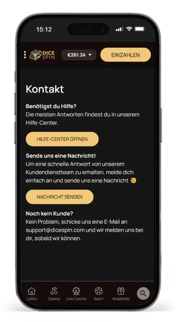 DiceSpin Kundendienst Kontaktadressen