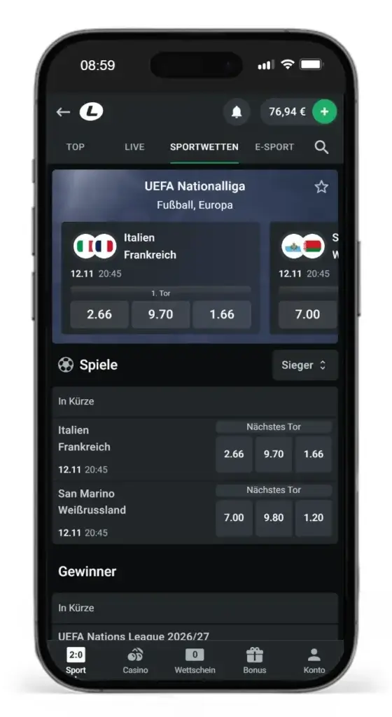 Bester Nations League Wettanbieter ist Leonbet